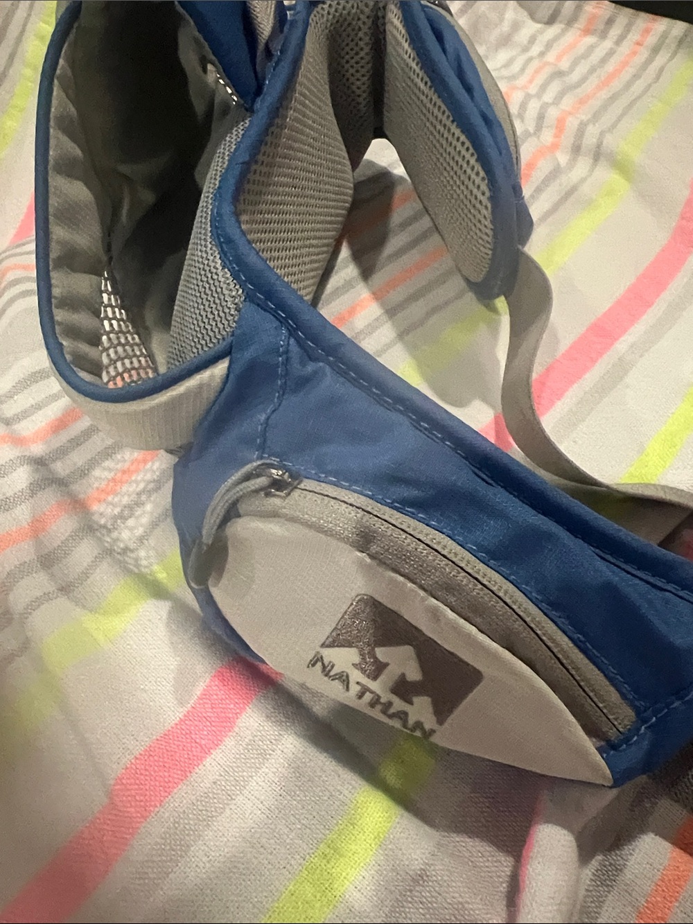 Nathan Blue and Gray Running Belt with Zip Pocket